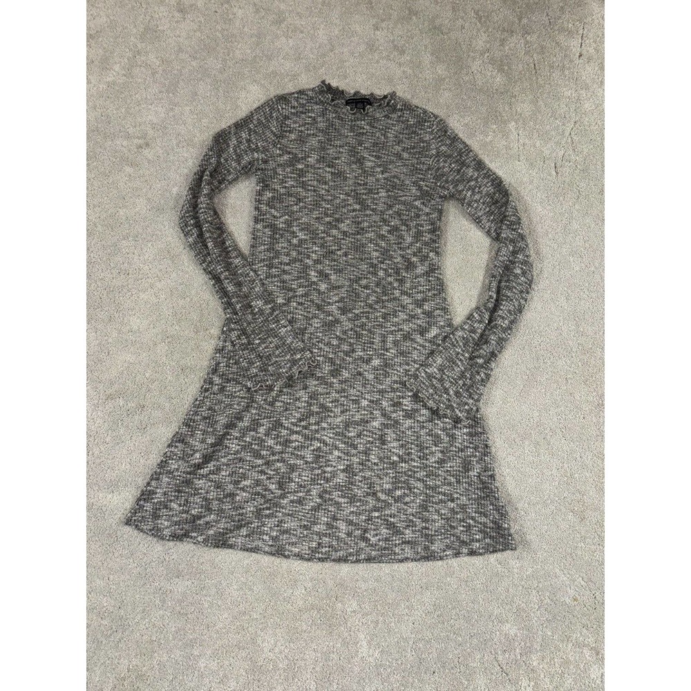 American‎ Eagle XXS Women's Gray Soft Knit Lettuce Trim Plush Swing Dress